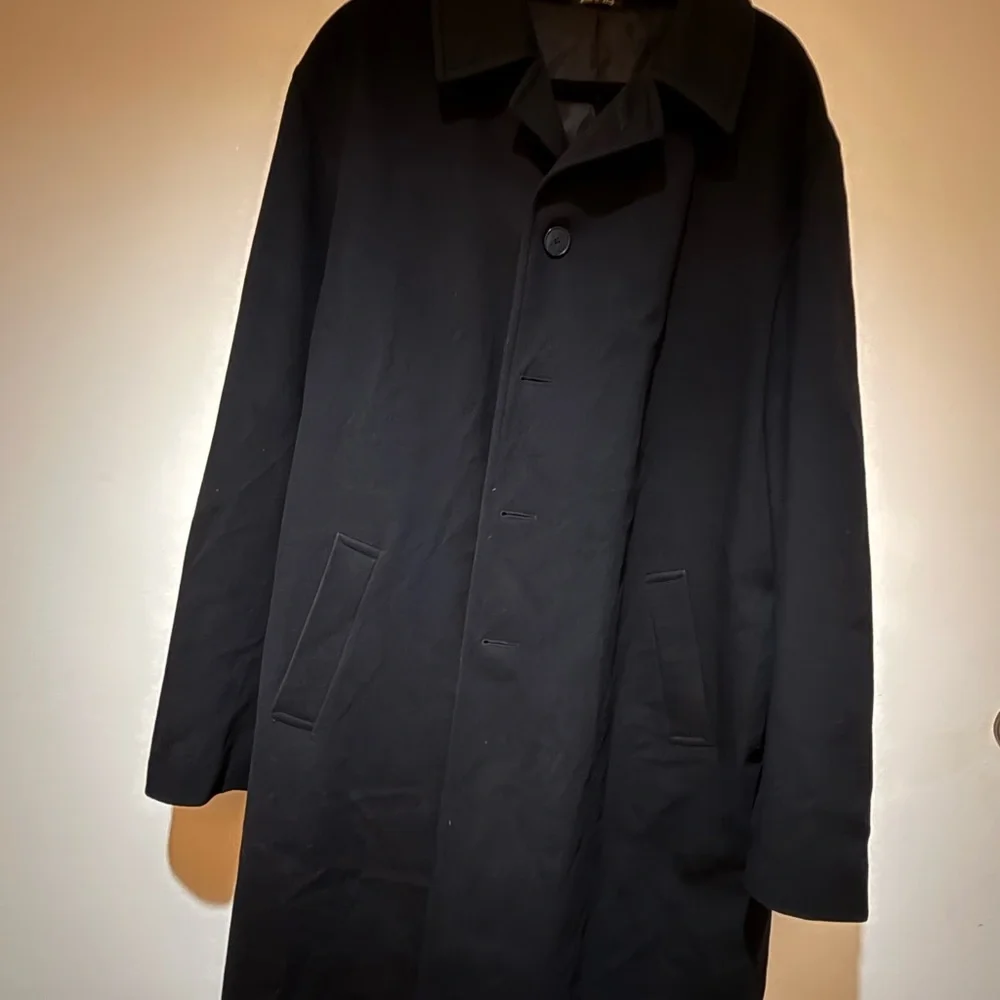 NWOT Made in Italy Mens Classic Black Trench Coat with Timeless Elegance - Picture 6 of 8